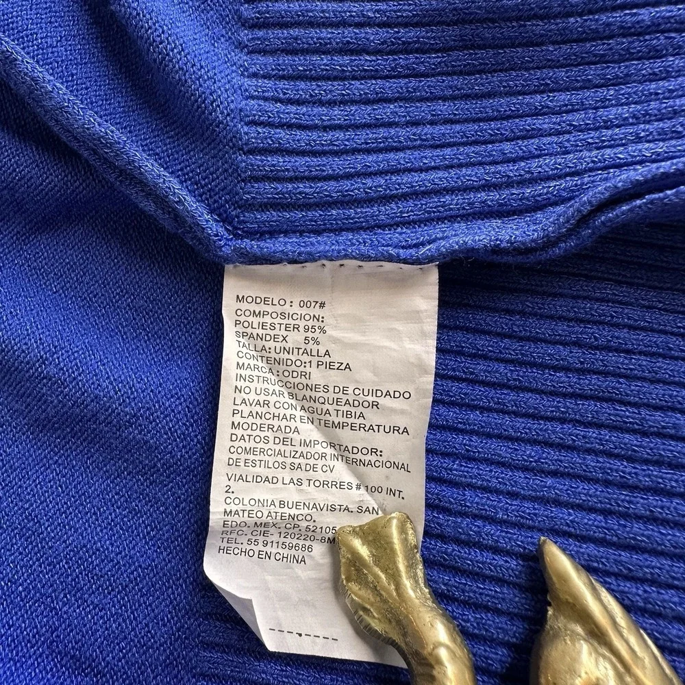 Odri Womens Sweater Sz S (?) Button Down Cardigan Royal Blue 3/4 Sleeve READ